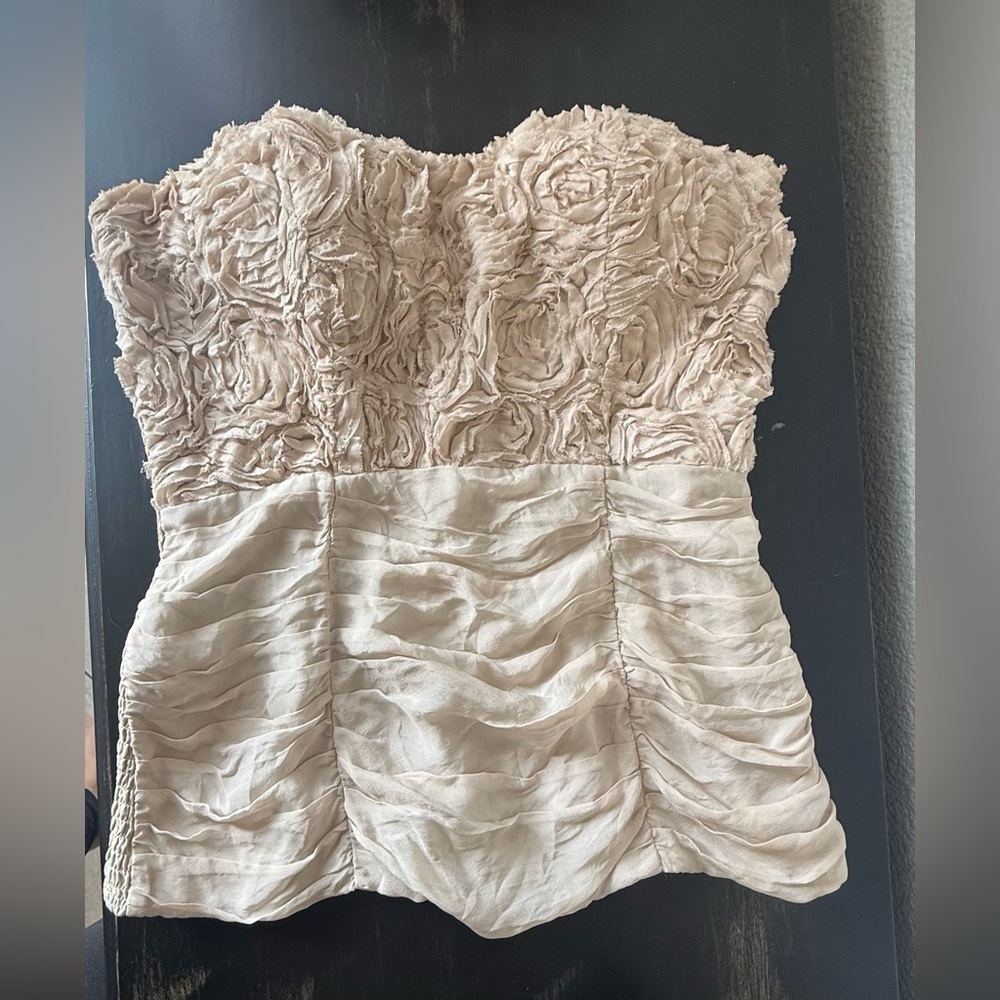 bebe Cream Strapless Bodice Top